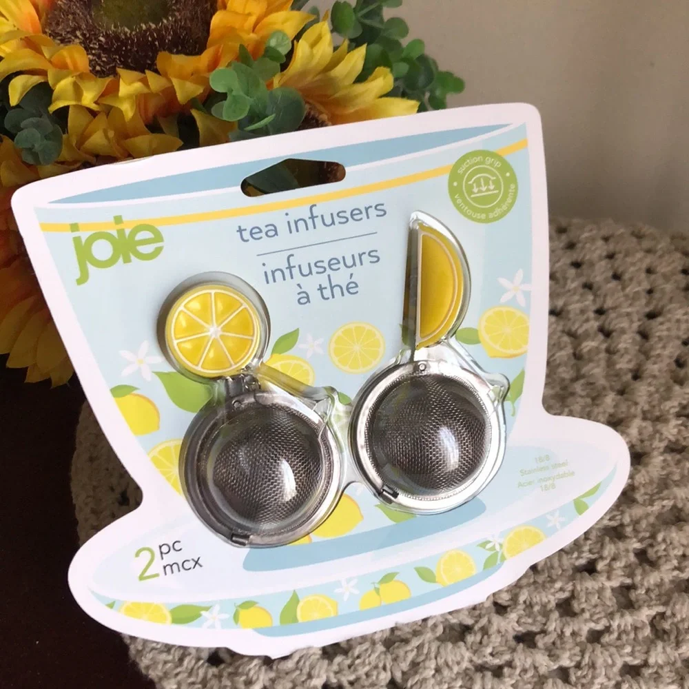 Joie Yellow Lemon-Themed Stainless Steel Tea Infuser Set - 2 Pc